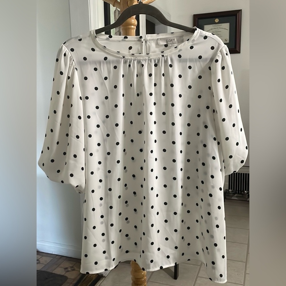 Women’s Loft Dotted Blouse Top polka dots XL